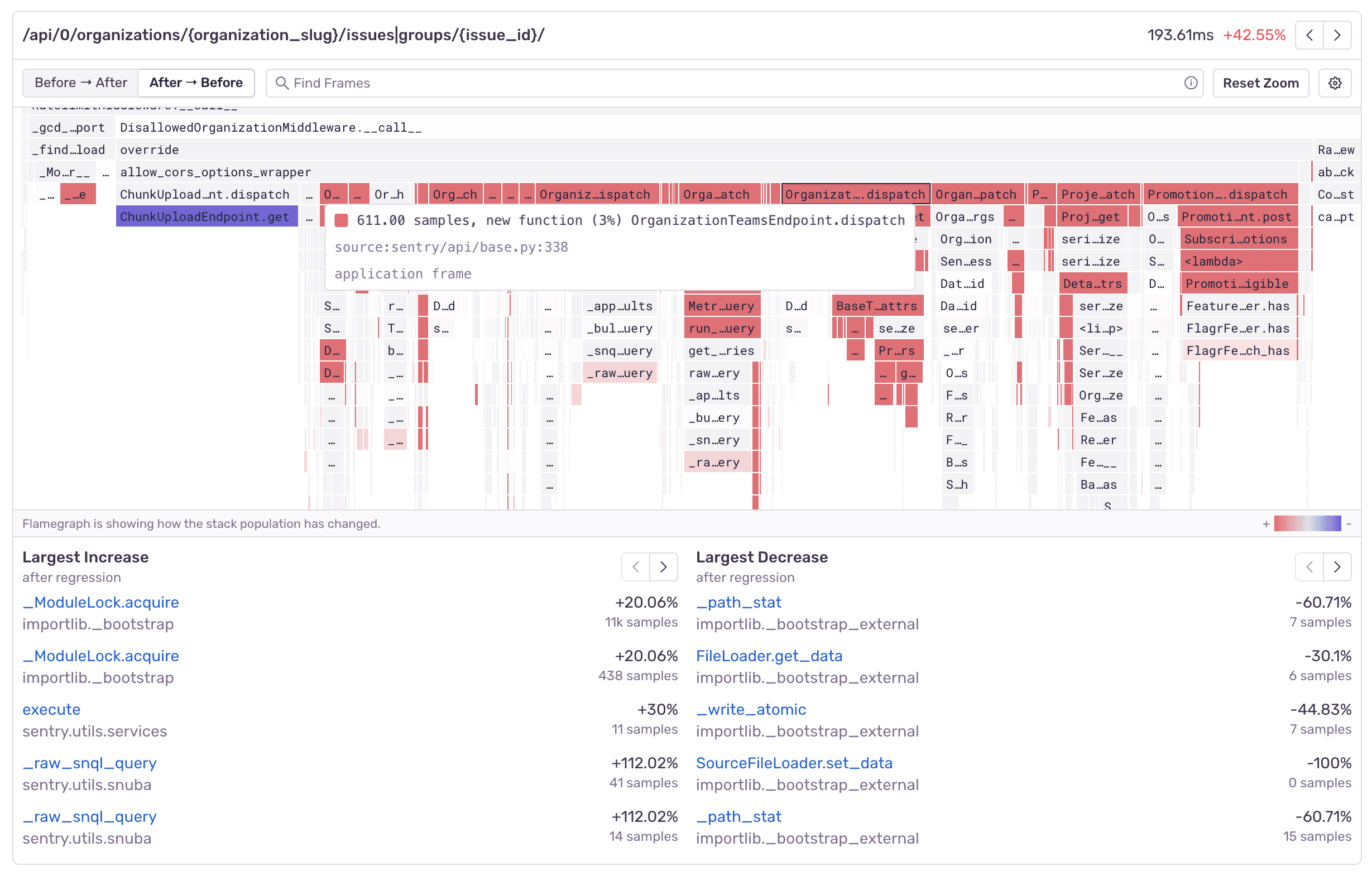 Differential flamegraph new functions